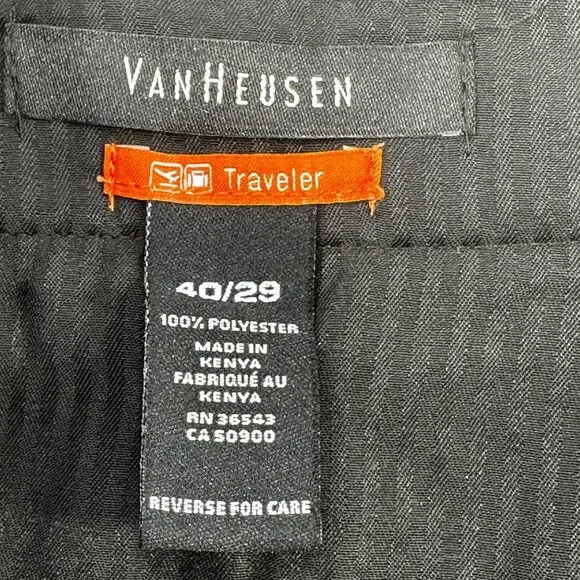 Van Heusen Men's Size 40x29 Pant Traveler Classic Fit Flat Front Gray New - Picture 7 of 16